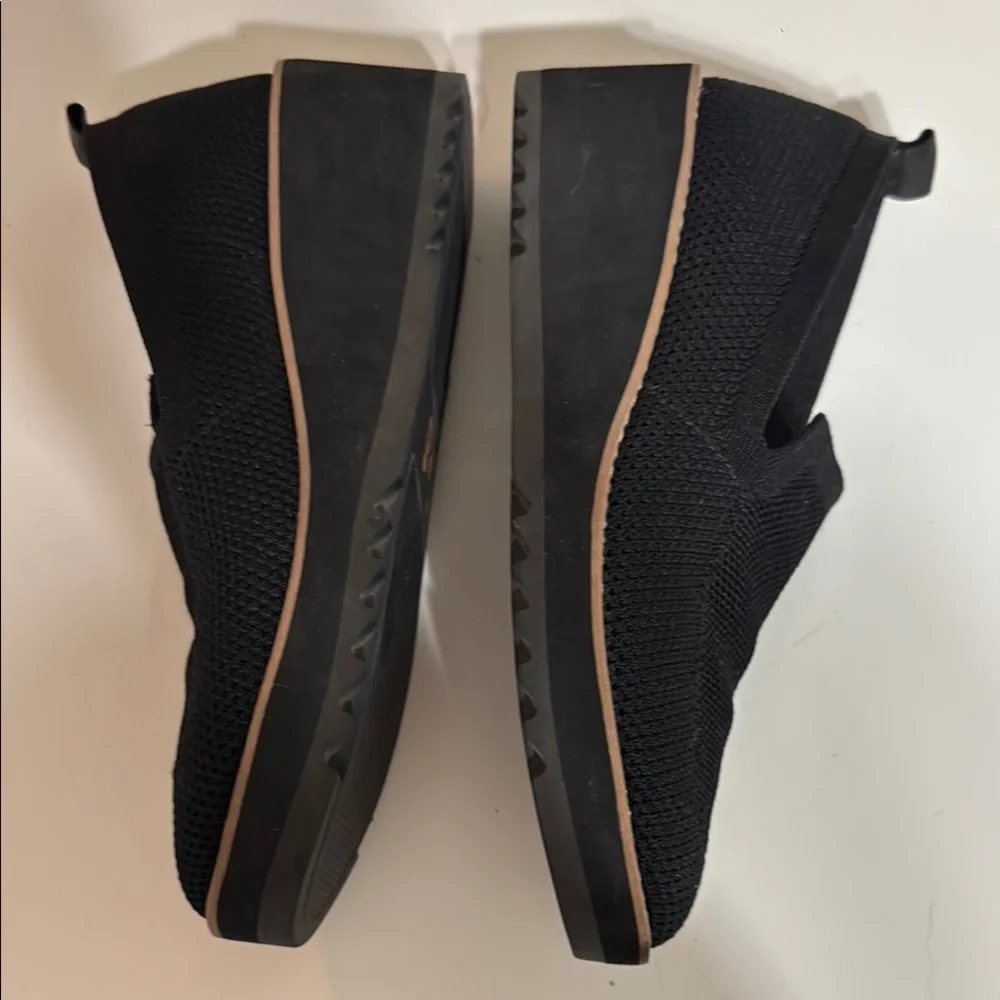 Eileen Fisher Black Knit Wedge Slip-On Loafers